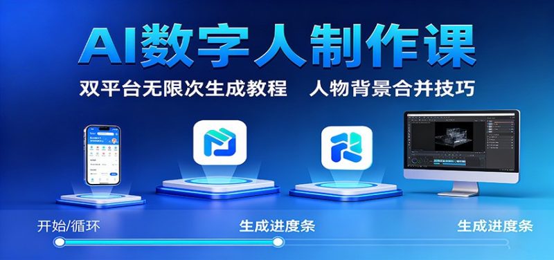 AI数字人制作课：双平台无限次生成教程，人物背景合并技巧|云雀资源分享