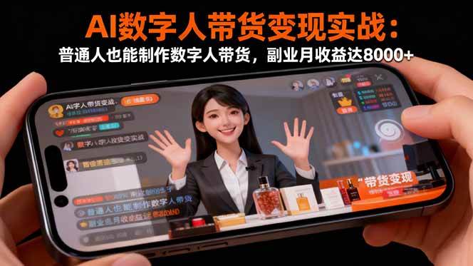 AI数字人带货变现实战：普通人也能制作数字人带货，副业月收益达8000+|云雀资源分享