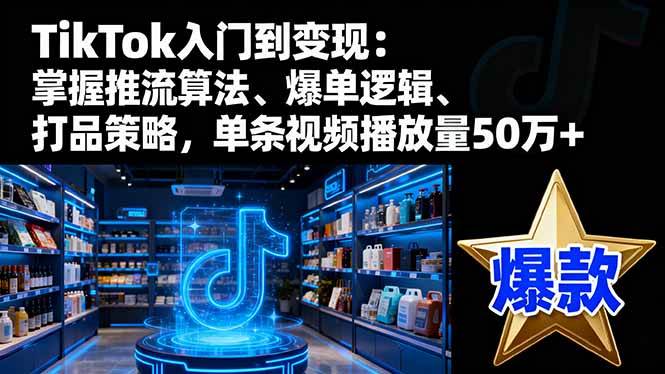 TikTok入门到变现：掌握推流算法、爆单逻辑、打品策略，单条视频播放量50w|云雀资源分享