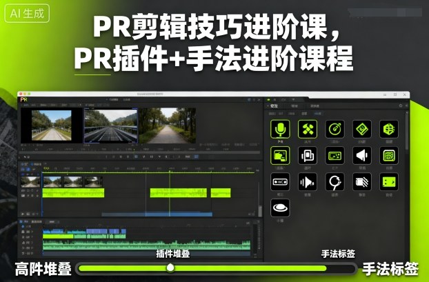 PR剪辑技巧进阶课，PR插件+手法进阶课程|云雀资源分享
