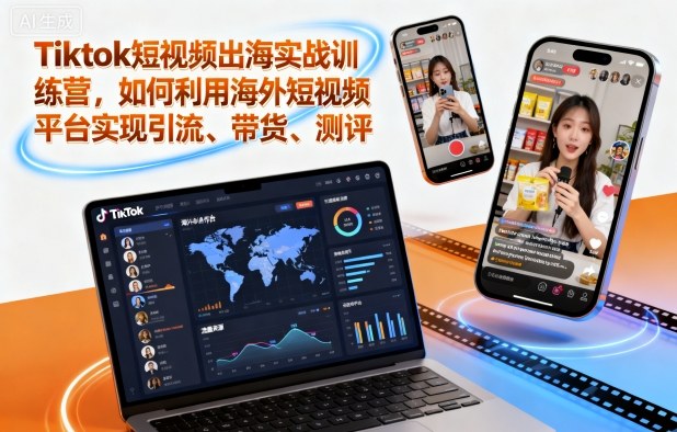 Tiktok短视频出海实战训练营，如何利用海外短视频平台实现引流、带货、测评|云雀资源分享