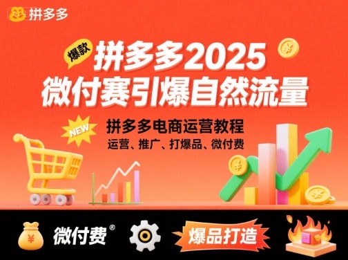 拼多多2025微付费引爆自然流量，拼多多电商运营教程，运营、推广、打爆品、微付费（更新）|云雀资源分享
