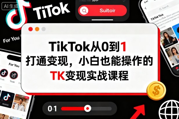 TikTok从0到1打通变现，小白也能操作的TK变现实战课程|云雀资源分享