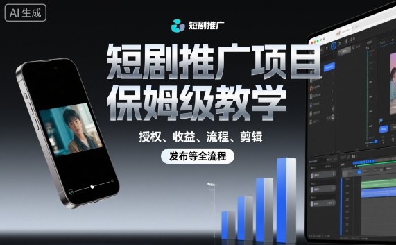 短剧推广项目保姆级教学，授权、收益、流程、剪辑，发布等全流程|云雀资源分享