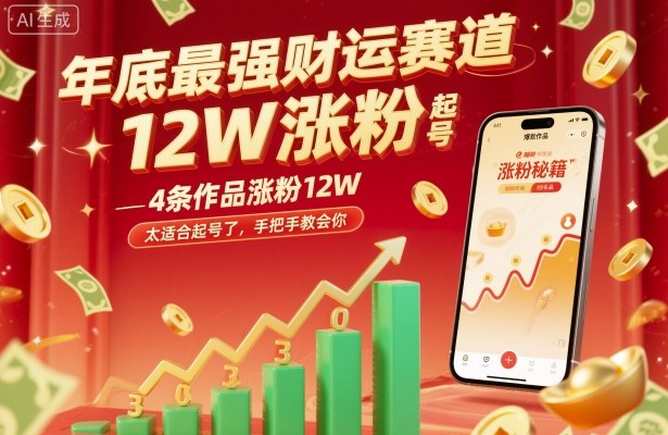 年底最强财运赛道，4条作品涨粉12W，太适合起号了，手把手教会你|云雀资源分享