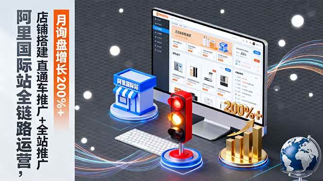 阿里国际站全链路运营，店铺搭建+直通车推广+全站推广，月询盘增长200%+|云雀资源分享