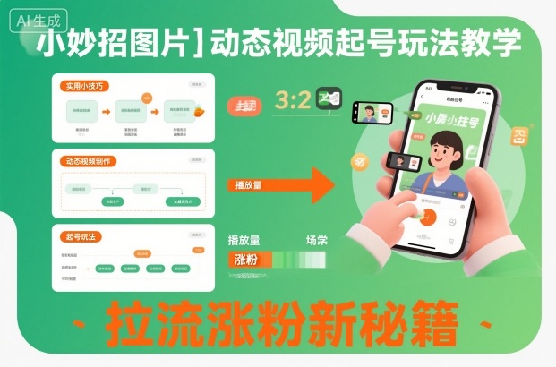小妙招图片＋动态视频起号玩法教学，拉流涨粉新秘籍|云雀资源分享