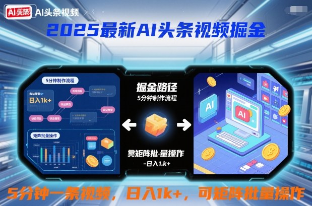 2025最新AI头条视频掘金,5分钟一条视频,日入1k+,可矩阵批量操作|云雀资源分享