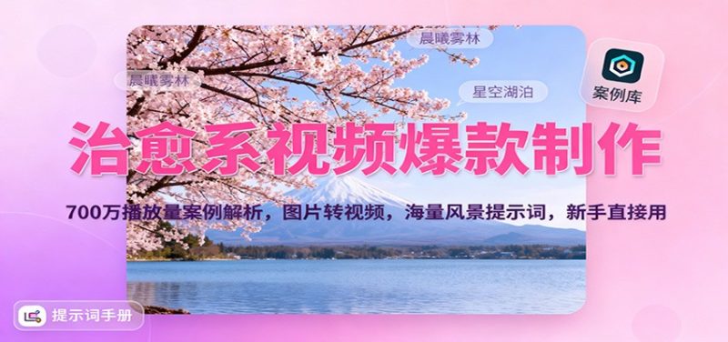 治愈系视频爆款制作，700万播放量案例解析，图片转视频，海量风景提示词，新手直接用|云雀资源分享