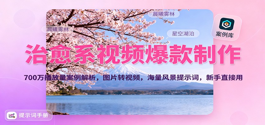 治愈系视频爆款制作，700万播放量案例解析，图片转视频，海量风景提示词，新手直接用|云雀资源分享