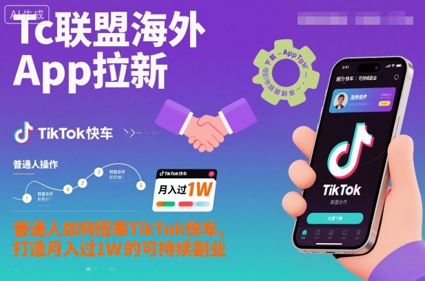 Tc联盟海外App拉新:普通人如何搭乘TikTok快车,打造月入过1W的可持续副业|云雀资源分享