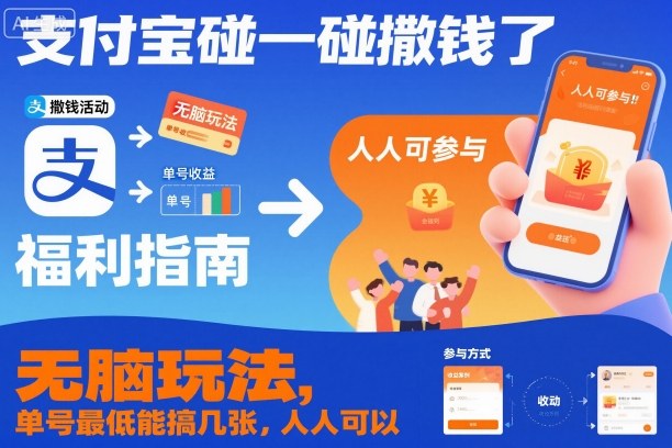 支付宝碰一碰撒钱了，无脑玩法，单号最低能搞几张，人人可以撸【揭秘】|云雀资源分享