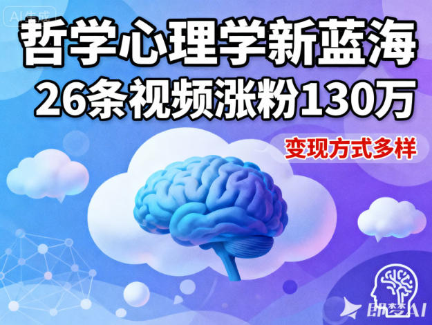 短视频新蓝海，哲学心理学赛道，26条视频涨粉130W，变现方式多样|云雀资源分享