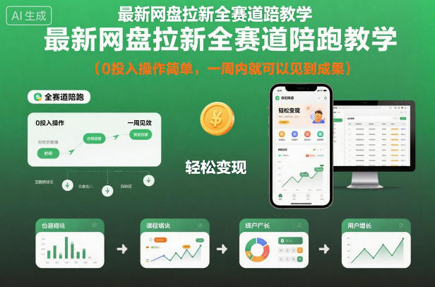 最新网盘拉新全赛道陪跑教学,0投入操作简单,一周内就可以见到成果|云雀资源分享