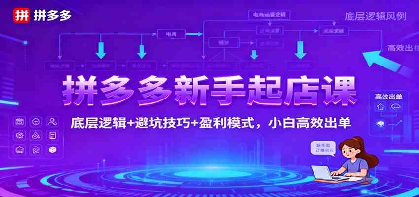 拼多多新手起店课：底层逻辑+避坑技巧+盈利模式，小白高效出单|云雀资源分享