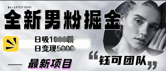 全新男粉掘金思路日吸粉100+日变现1k+|云雀资源分享