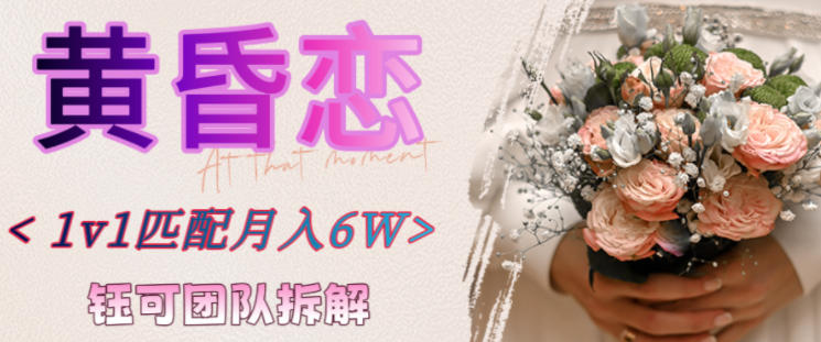 副业拆解：黄昏恋1对1匹配月入6个，潜力巨大|云雀资源分享