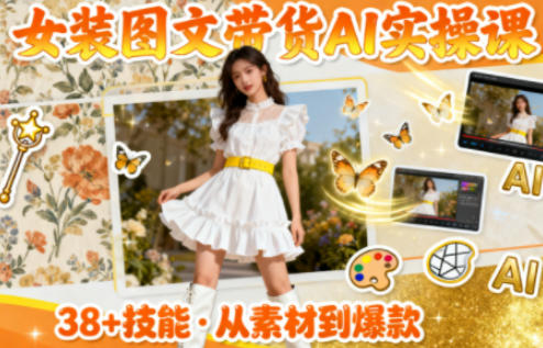 女装图文带货的AI实操课，覆盖38个实用技能，快速提升素材制作效率|云雀资源分享