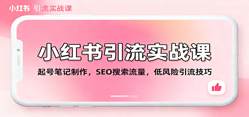 小红书引流实战课：起号笔记制作，SEO搜索流量，低风险引流技巧|云雀资源分享