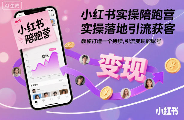 小红书实操陪跑营，实操落地引流获客，教你打造一个持续引流变现的账号|云雀资源分享