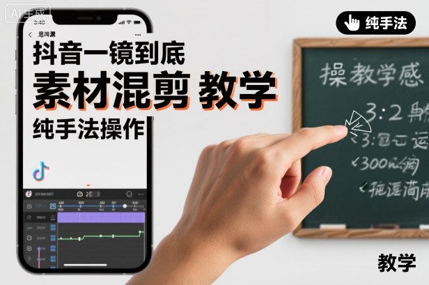 抖音一镜到底素材混剪教学,纯手法操作|云雀资源分享