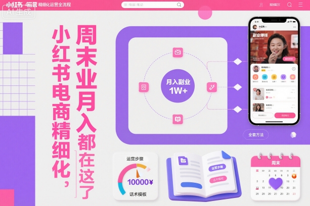 小红书电商精细化运营全流程，周末副业月入1W+，全套方法都在这了|云雀资源分享