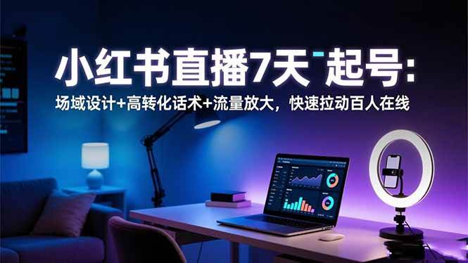 小红书直播7天起号:场域设计+高转化话术+流量放大,快速拉动百人在线|云雀资源分享