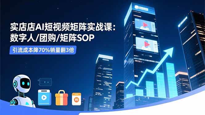 实体店AI短视频矩阵实战课:数字人/团购/矩阵SOP,引流成本降70%销量翻3倍|云雀资源分享