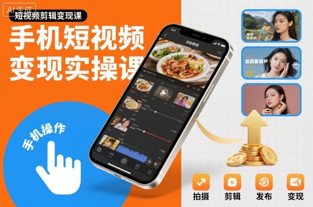 手机短视频变现实操课,短视频剪辑变现课|云雀资源分享