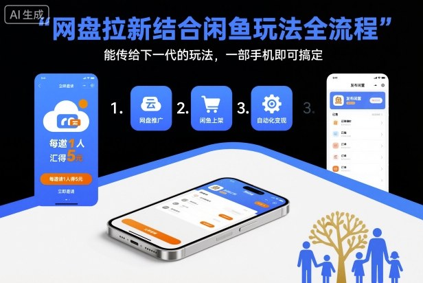 网盘拉新结合闲鱼玩法全流程，能传给下一代的玩法，一部手机即可搞定（附入口渠道以及实操教程）|云雀资源分享