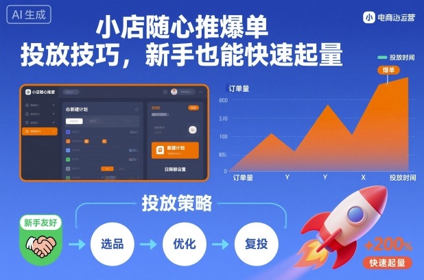 小店随心推爆单投放技巧，新手也能快速起量|云雀资源分享