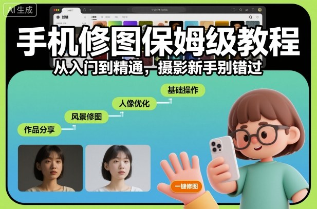 手机修图保姆级教程，从入门到精通，摄影新手别错过|云雀资源分享