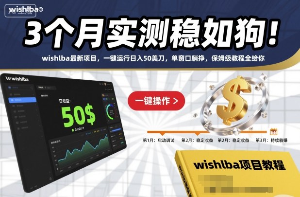 3个月实测稳如狗!wishlba最新项目,一键运行日入50美刀,单窗口躺挣,保姆级教程全给你【揭秘】|云雀资源分享