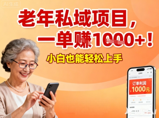 好做的私域项目，针对老年群体，一单利润1k+，小白也能做|云雀资源分享