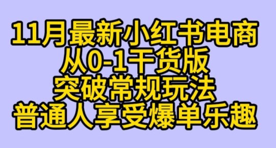 K总部落《11月小红书电商最新玩法从0-1突破平台流量》|云雀资源分享