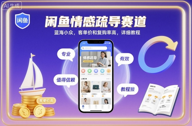 闲鱼情感疏导赛道，蓝海小众，客单价和复购率高，详细教程|云雀资源分享