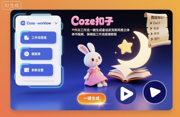 Coze扣子工作流一键生成童话皮克斯风格立体书视频，保姆级工作流搭建教程|云雀资源分享