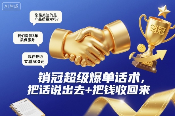 销冠超级爆单话术，把话说出去+把钱收回来|云雀资源分享
