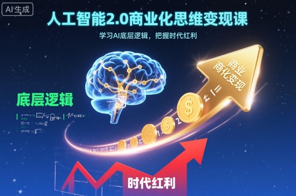 人工智能2.0商业化思维变现课，学习AI底层逻辑，把握时代红利|云雀资源分享