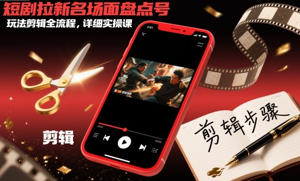 短剧拉新名场面盘点号玩法剪辑全流程,详细实操课|云雀资源分享