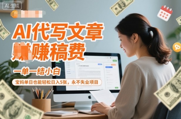 AI代写文章賺稿费，一单一结小白，宝妈单日也能轻松日入5张，永不失业项目|云雀资源分享