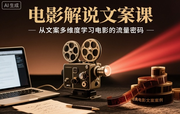 电影解说文案课，从文案多维度学习电影的流量密码|云雀资源分享