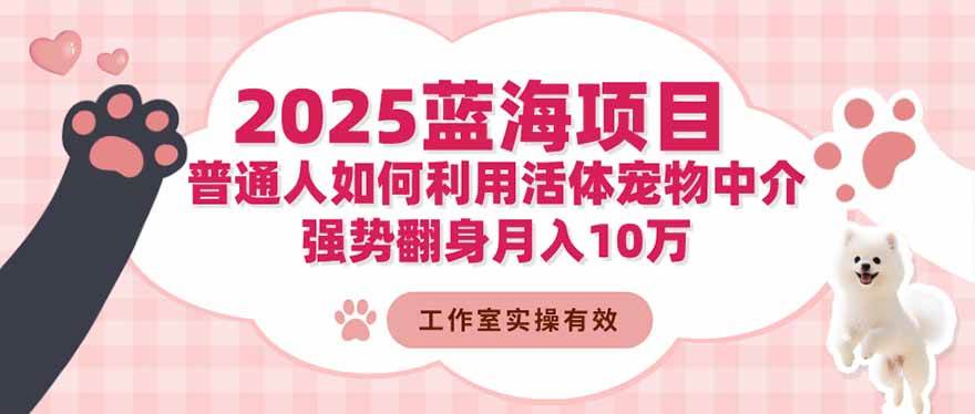 2025蓝海项目:普通人如何利用活体宠物中介,强势翻身月入10万|云雀资源分享