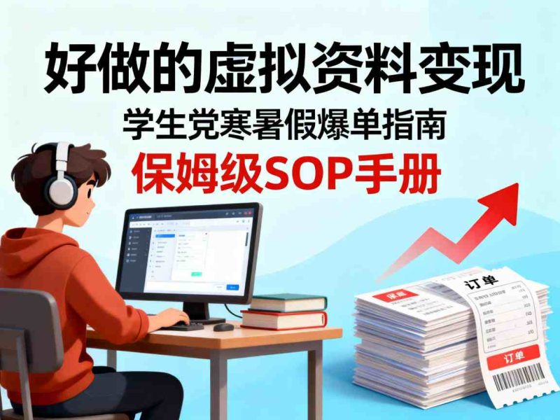 好做的虚拟资料变现，针对学生群体，寒暑假销量夸张【保姆级SOP手册】|云雀资源分享