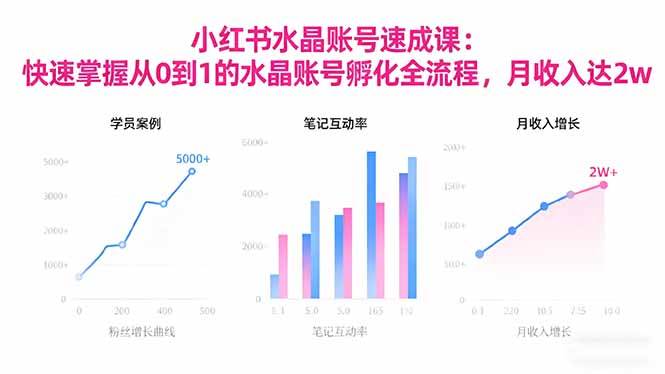 2025小红书水晶账号速成课:快速掌握从0-1水晶账号孵化全流程,月收入达2w|云雀资源分享