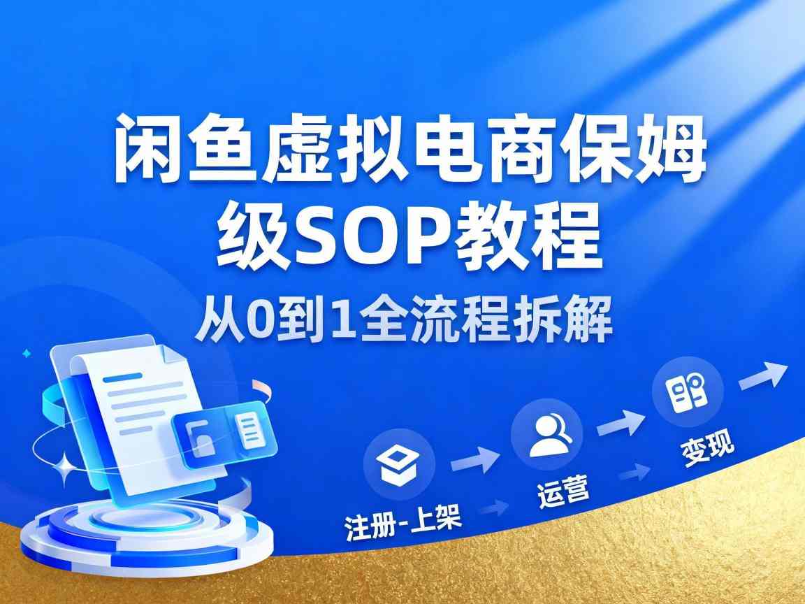 闲鱼虚拟电商，月入轻松过1W，保姆级SOP教程|云雀资源分享
