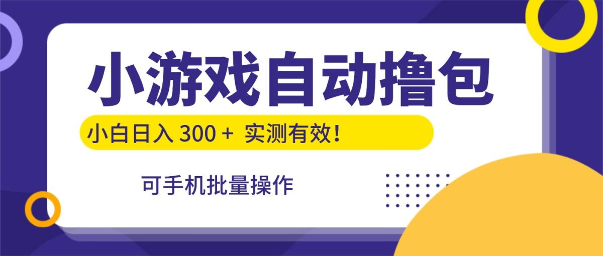 小游戏自动撸包,手机批量操作,小白日入300 +|云雀资源分享