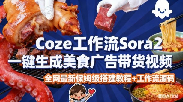 coze扣子智能体sora2一键生成美食广告高端视频工作流保姆级拆解教程,无需剪辑,无需拍摄|云雀资源分享