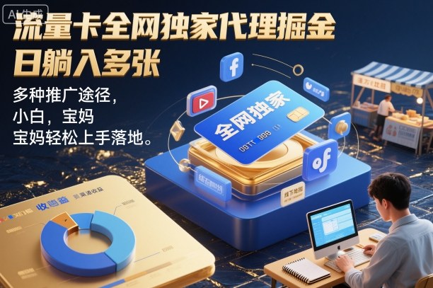 流量卡全网独家代理掘金,日躺入多张,多种推广途径,小白,宝妈轻松上手落地|云雀资源分享