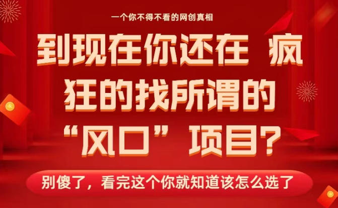 马上26年了,你还在找所谓的风口项目?别傻了,看完这个你全都懂了!【揭秘】|云雀资源分享